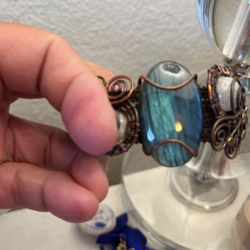 Labradorite Copper Wire wrapped Bracelet Adjustable 