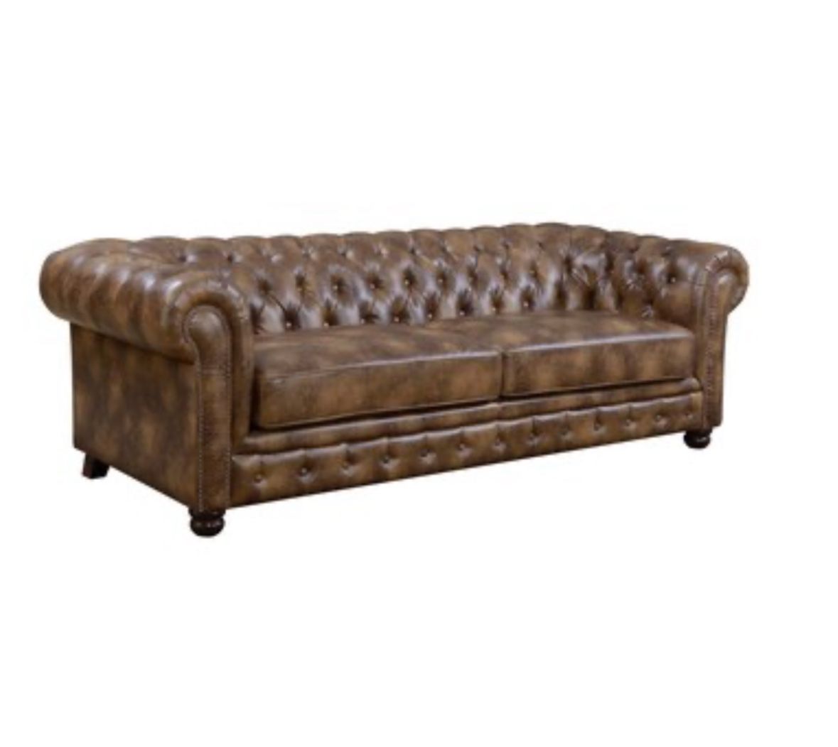 Picket House Furnishings Fallon 91-in Glam Brown Faux Leather Sofa