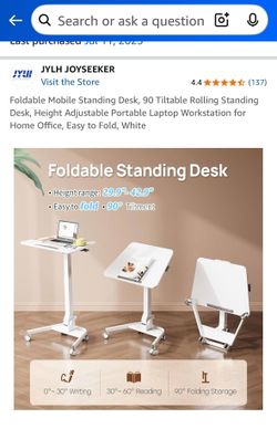 Rolling Mobile Adjustable Height Desk