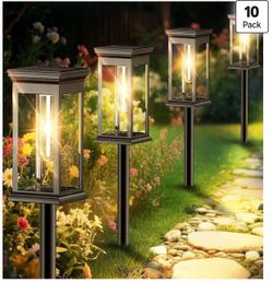 Solar Pathway Lights 10-Pack Outdoor Garden Stakes