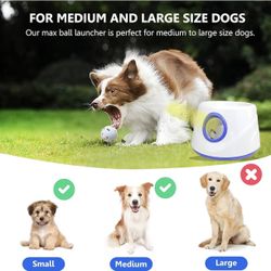 Automatic Dog Ball Launcher, Dog Ball Throw Launcher, 3 Adjustable Distance 20-45FT, with 6 2.3-inch ETPU Balls, for Small/Medium Dogs, Indoor and Out