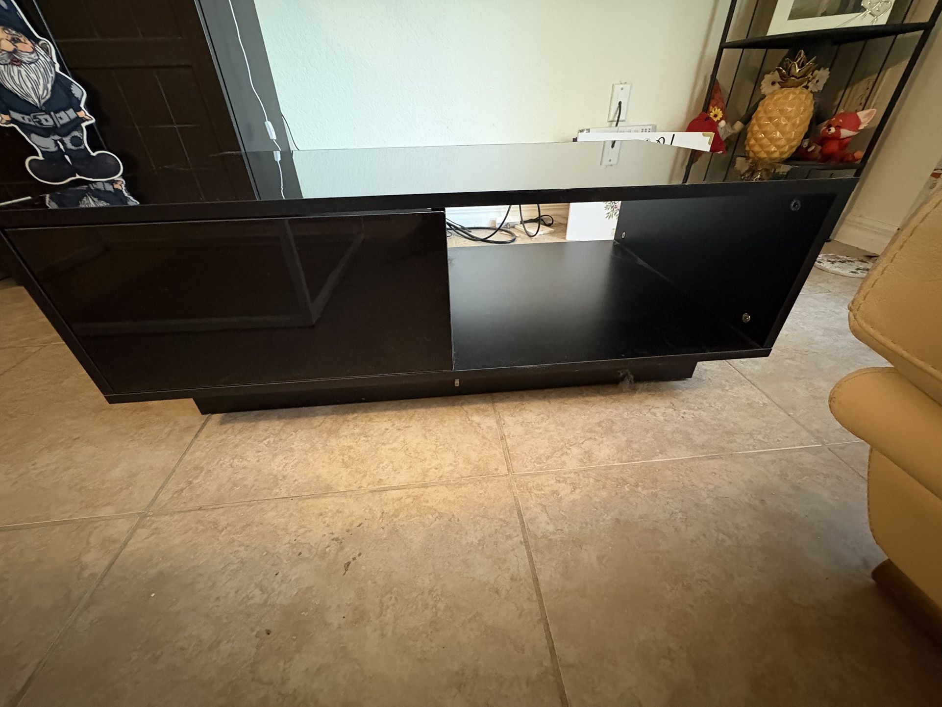 Black Coffee Table And Two Brown End Tables