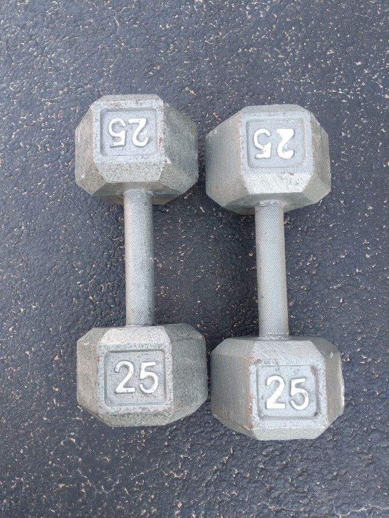Set Of 25 Iron Dumbbells Weights 