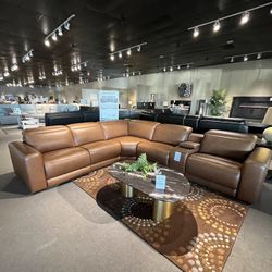 Caramel 6pc Power Reclining Sectional Couch