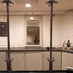 Two, 61 inch metal adjustable taper floor candle stick holder