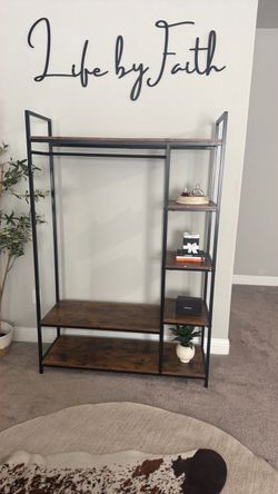 Heavy duty clothing rack with shelves