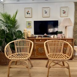 Modern Vintage Style Boho Rattan Chairs MCM