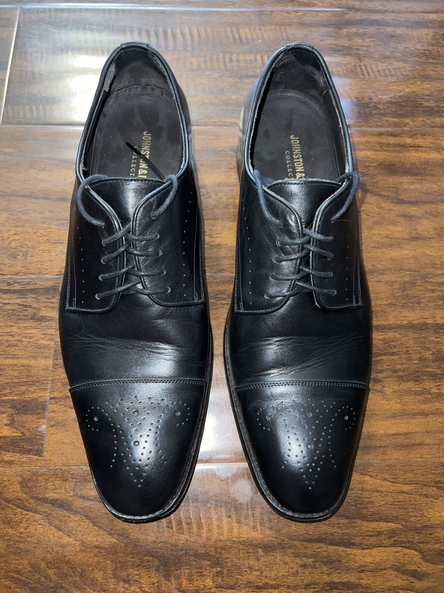 Johnston & Murphy - BLACK Cap Toe Italian Calfskin Oxford - LANGFORD 24-6185