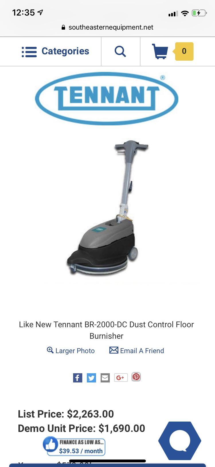 Tennant floor scrubber