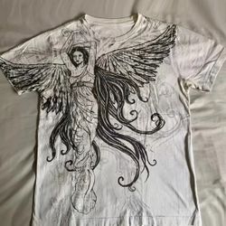 Gothic Streetwear Tee Angel Pattern