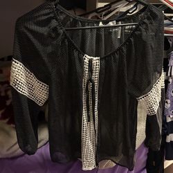 Black And White Polka Dots Blouse 
