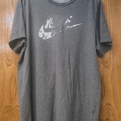 Xl Faded "NIKE" Over Center NIKE Logo Dri Fit Grey VTG T-shirt