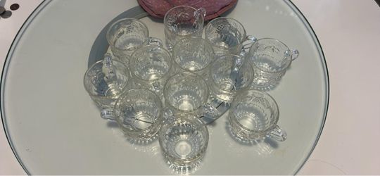 Clear Pressed Glass Punch Cups Set of 12