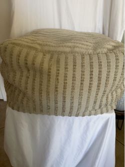 Cloth Pouf Ottoman, Square, Striped Pattern