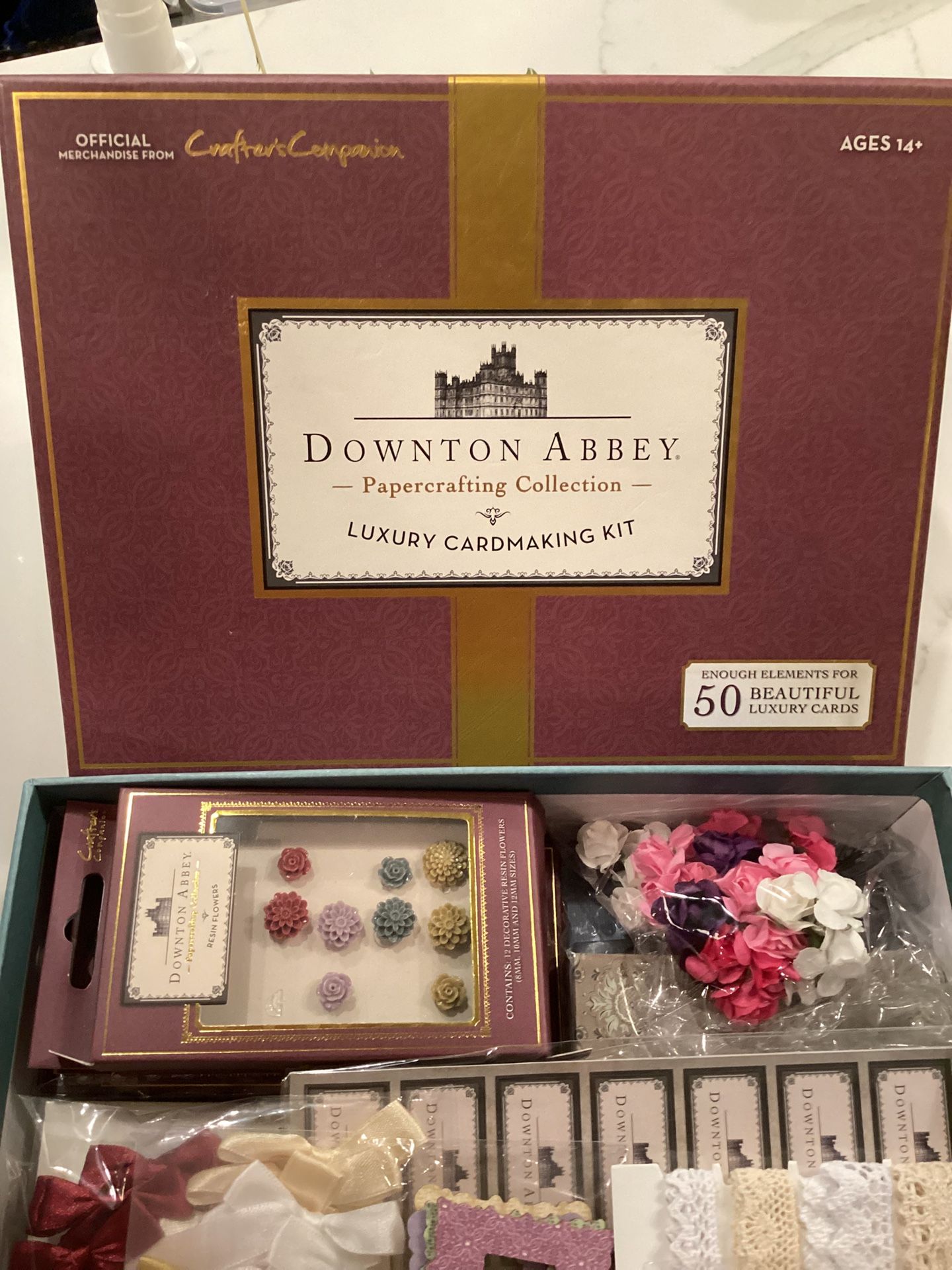 DOWNTON ABBEY Crafters Companion Luxury Cardmaking Kit (SEE ALL PICS!!) (no glue tape pen & 1 little plastic rose)