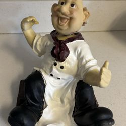 Italian Chef Laying Down Wine Bottle Holder 