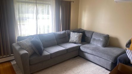 Blue/grey L shape couch