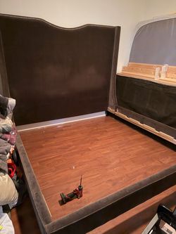 King Upholstered Bed Frame with Headboard