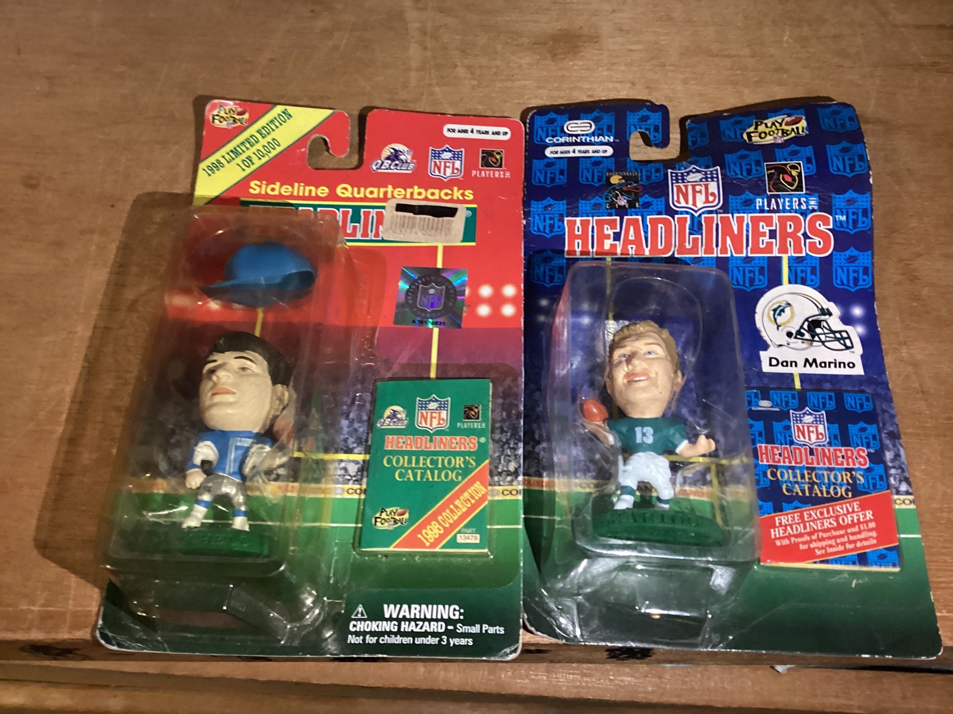 NFL Headliners toys 1996 Dan Marino and 1998 Scott Mitchell