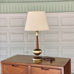 Restored Mid Century Walnut and Brass Lamp by Tony Paul 
