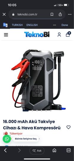 16000mAh Jump Starter with Air Compressor