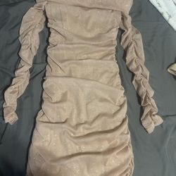 Champagne Glitter Mini Dress