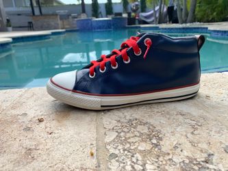 All star converse dark blue with red laces 6y