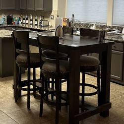 Counter Height Dining Table Set with 4 Swivel Stools