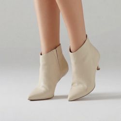 Jimmy Choo leather cream whiter heeled ankle boots sz 6.5 (37