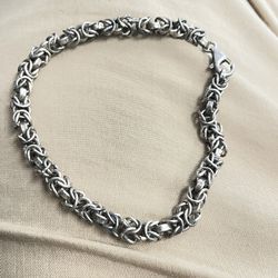 Sterling 925 Silver Byzantine Bracelet 