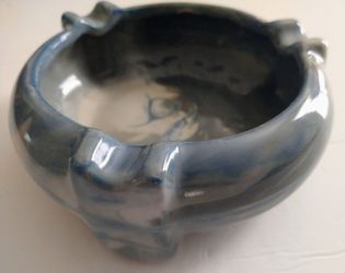 Vintage Blue Glaze  Pottery Ashtray