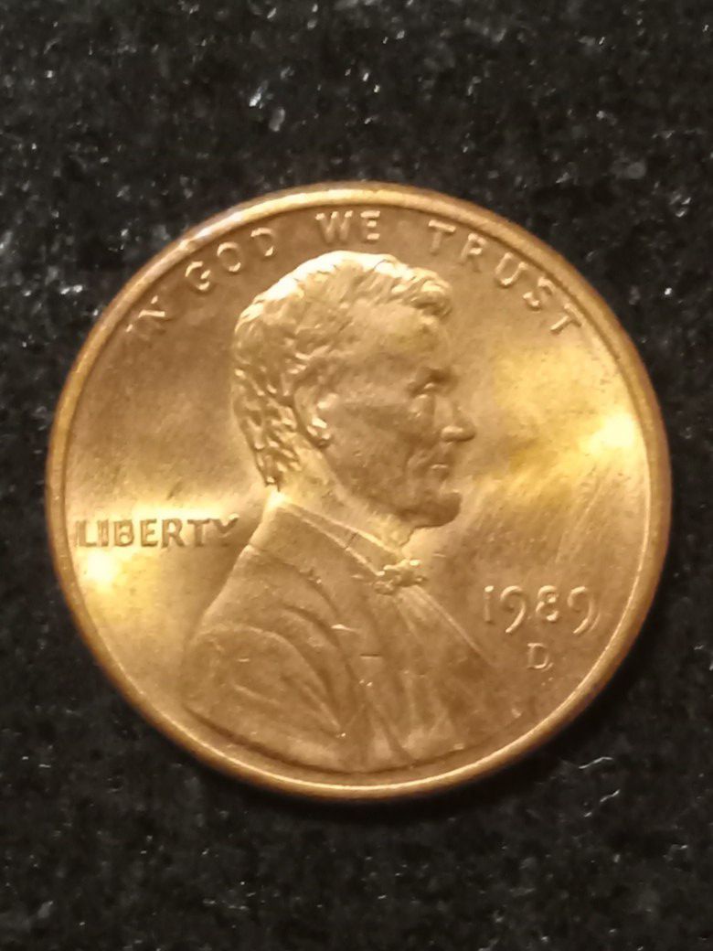 Flawless 1989 D mint Mark Penny With D Over D Error And Double Die Obverse And Double Die Reverse ERRORS 