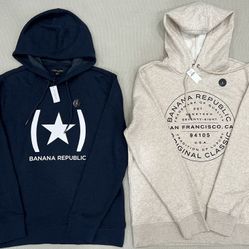 Lot 2 Men Banana Republic Long Sleeves Graphic Logo Pullover Hoodie