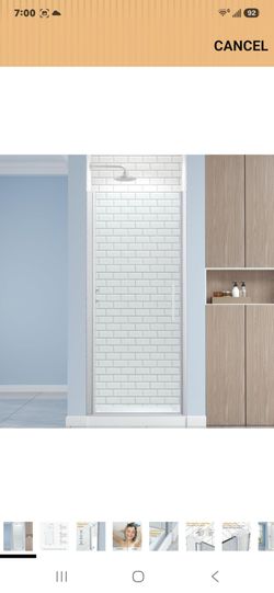 ENSO SENKA 34.8-36" x 72" Frameless Pivot Glass Shower Door, Brushed Nickel
1/4" (6mm) Clear SGCC Tempered Glass, Adjustable Width, Easy Clean, Waterp