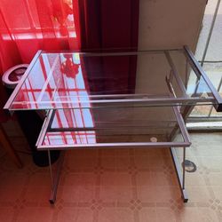 Glass Desk Metal Silver 
