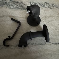Black industrial curtain rod with hardware