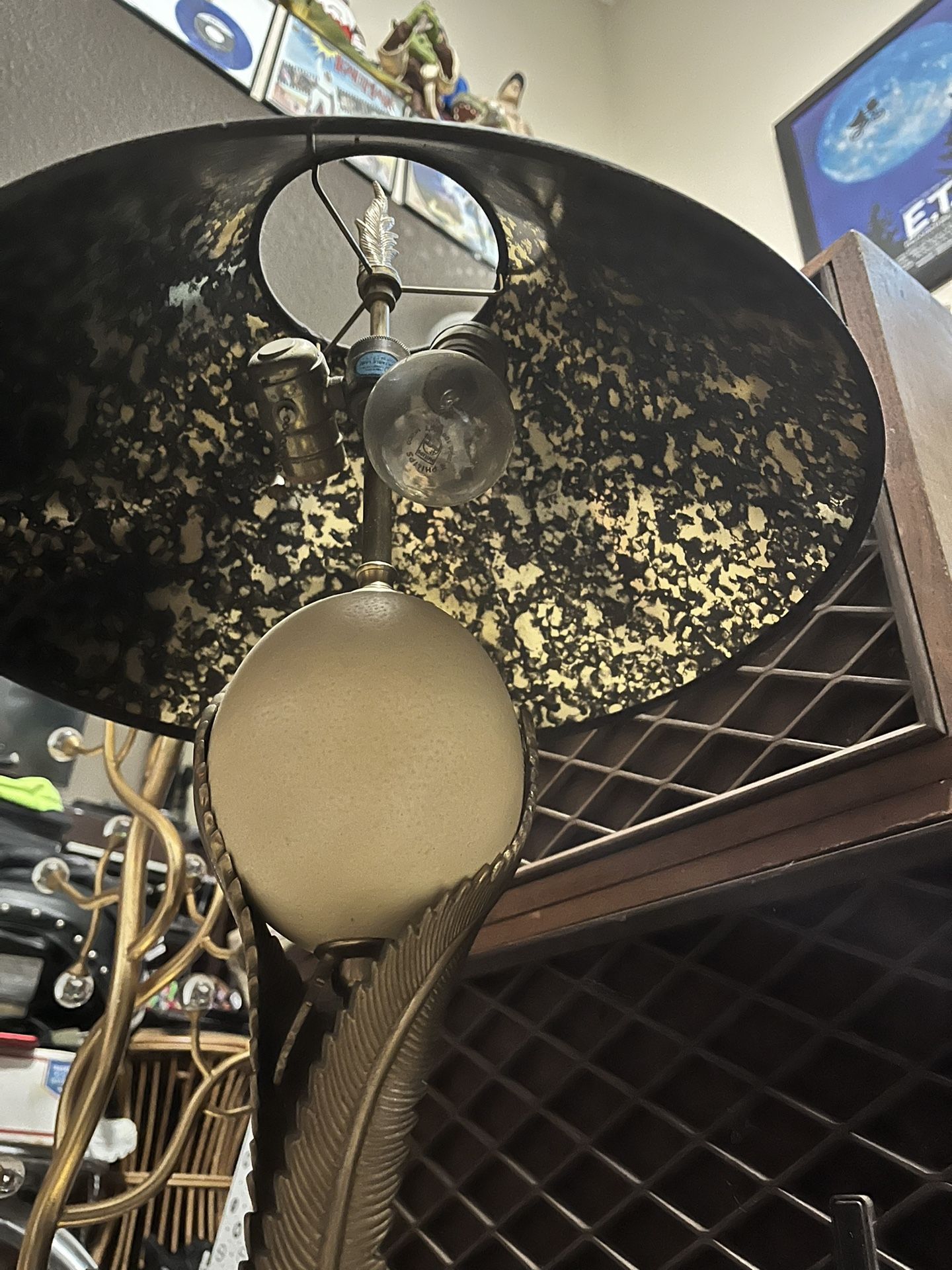 Vintage. Lamps. Lucite. &. Ostrich Egg With Brass
