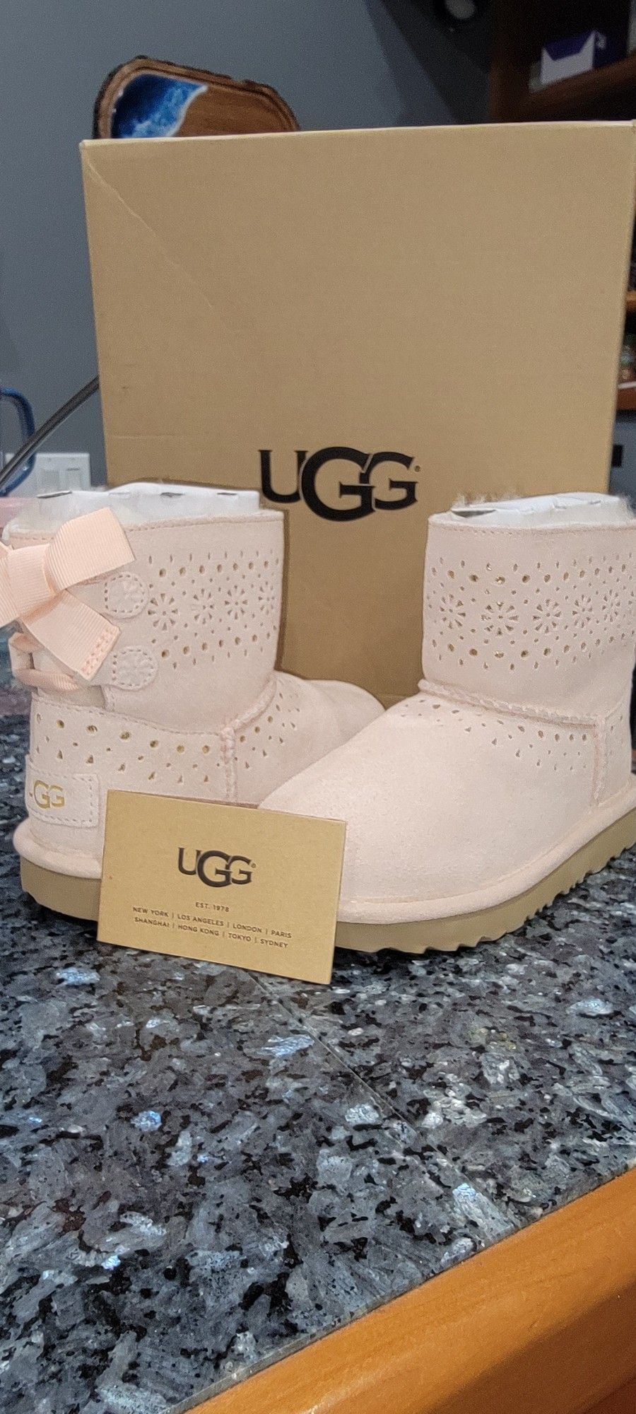 Ugg Girls Baby Pink Sheepskin Boots