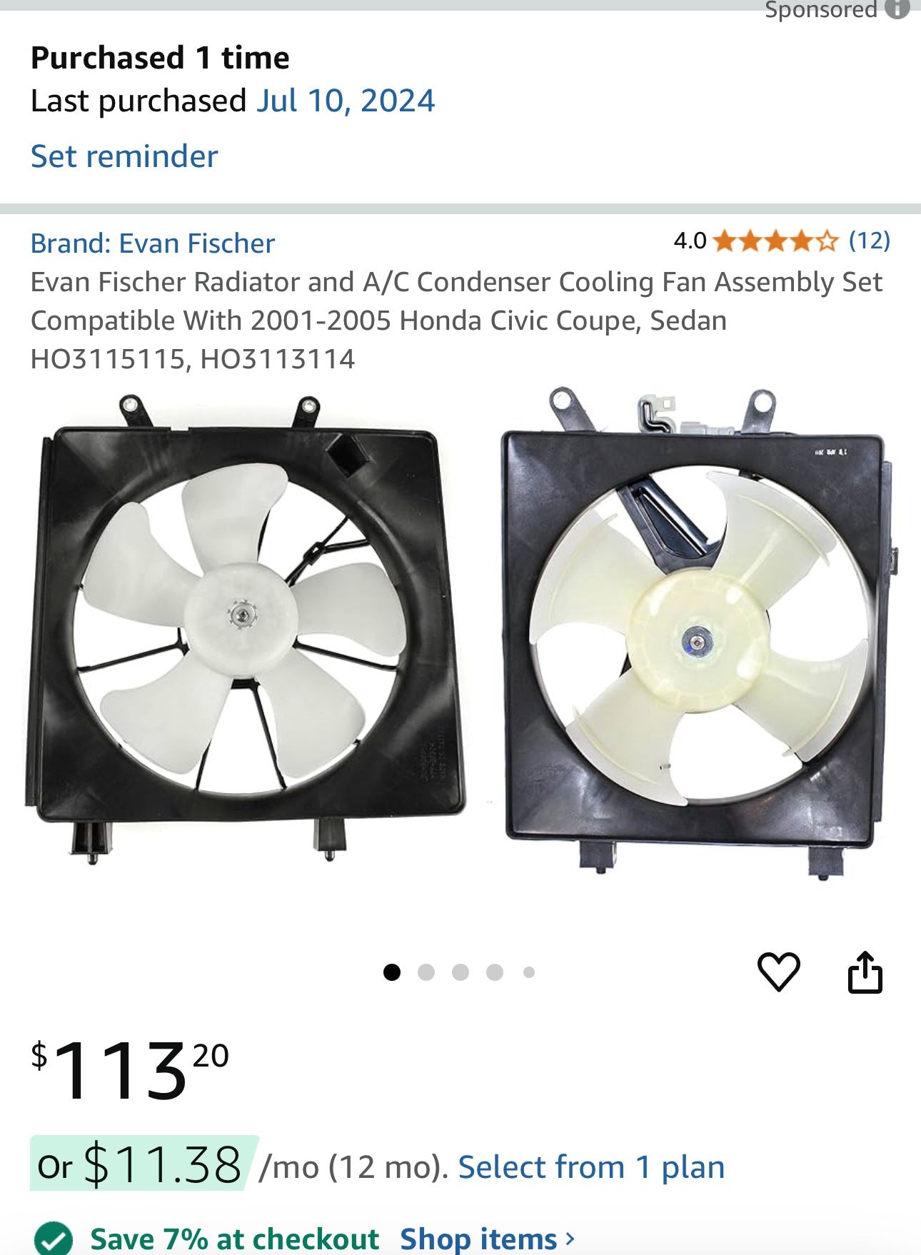 Honda Civic SE Radiator & Cooling fan parts