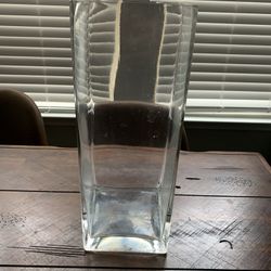 Vase 15 1/2” Tall Solid Minimalist Heavy Block Glass Decor Flower
