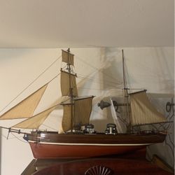 vintage wooden boat model