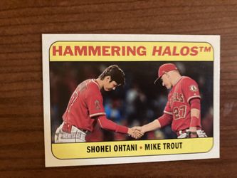 2018 Topps Heritage Mike Trout/Shohei Ohtani Rookie Card RC Hammering Halos #CC-1