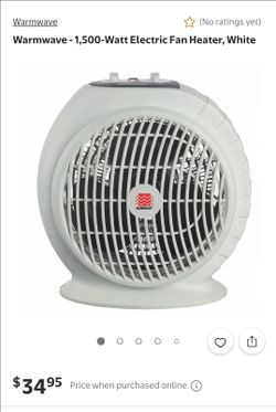 Warmwave 1500-Watt Electric Fan Heater White