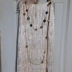 Champagne Colored Flapper Dress Sz Medium 