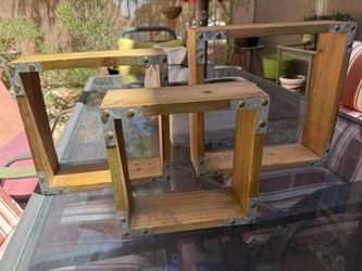 Rustic Industrial Style Wood Wall Shelves (3)