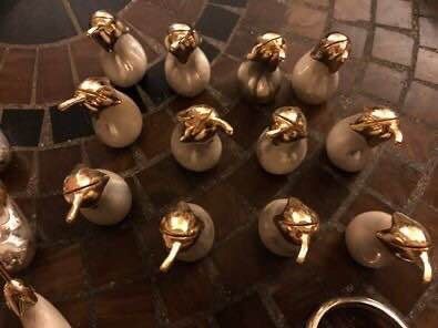 Joie de Vivre Brass & Silverplate Napkin Rings, Knife Rests, Name Holders