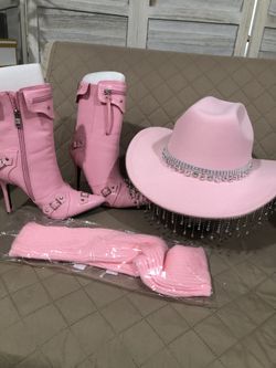 Pink Boots and Cowgirl Hat