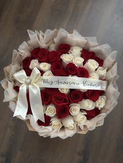 50 Roses Red And White