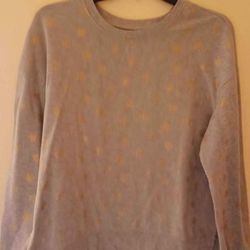 Junior's Large Long Sleeve Sweater With Gold Snowflakes 