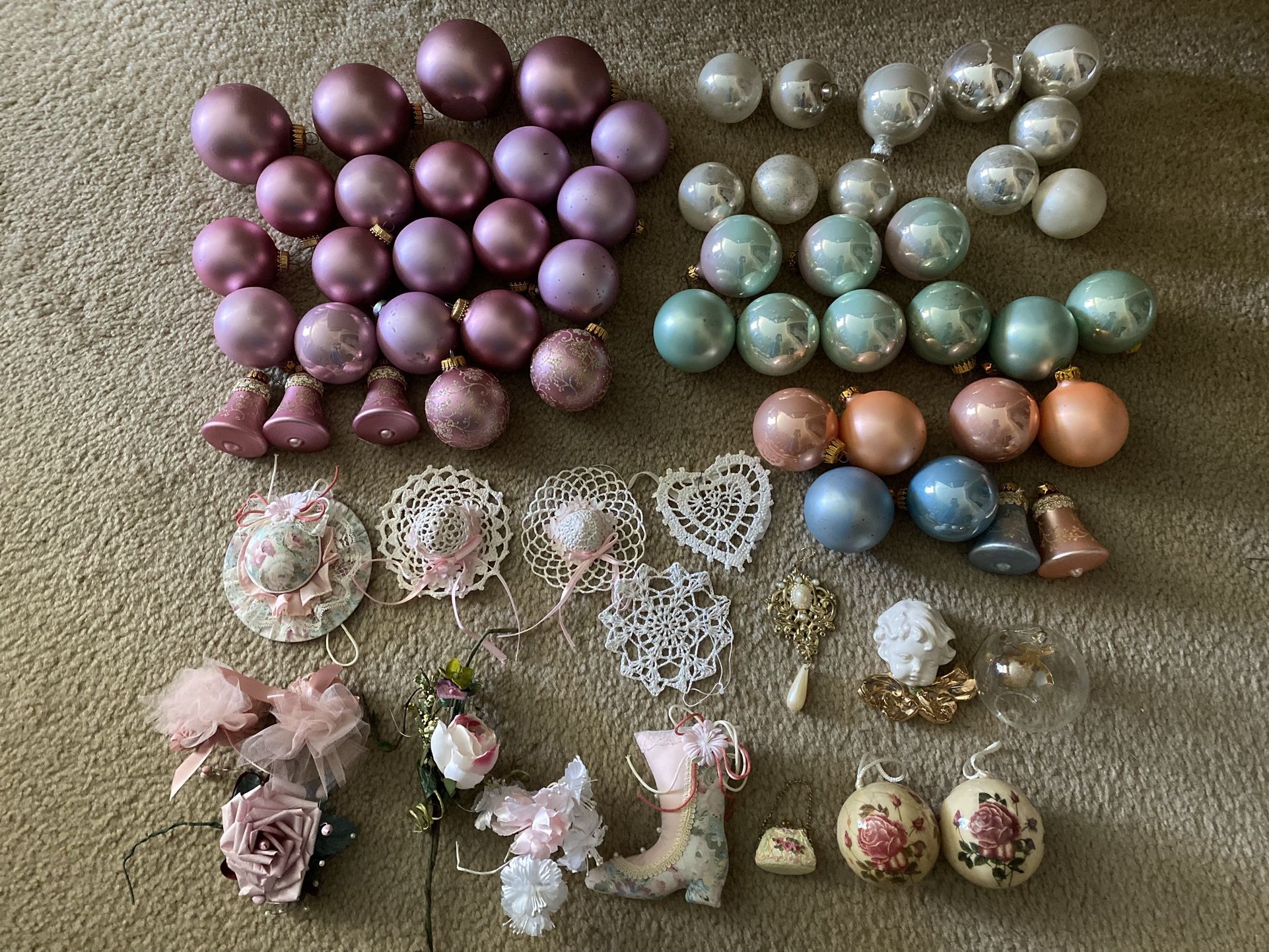 Vintage Pastel Christmas Ornaments 